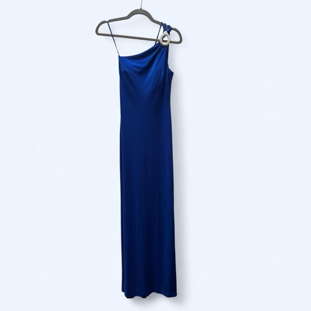Cache Solid Royal Blue Embellished Strappy Gown Size 2 Y2K Prom Dress Formal